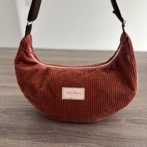 Sac à main demi-lune Velours Camel