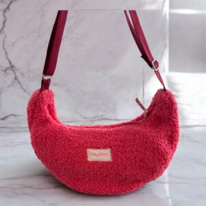 Sac à main demi-lune Sherpa rose