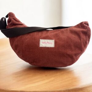 Sac à main demi-lune Velours Camel