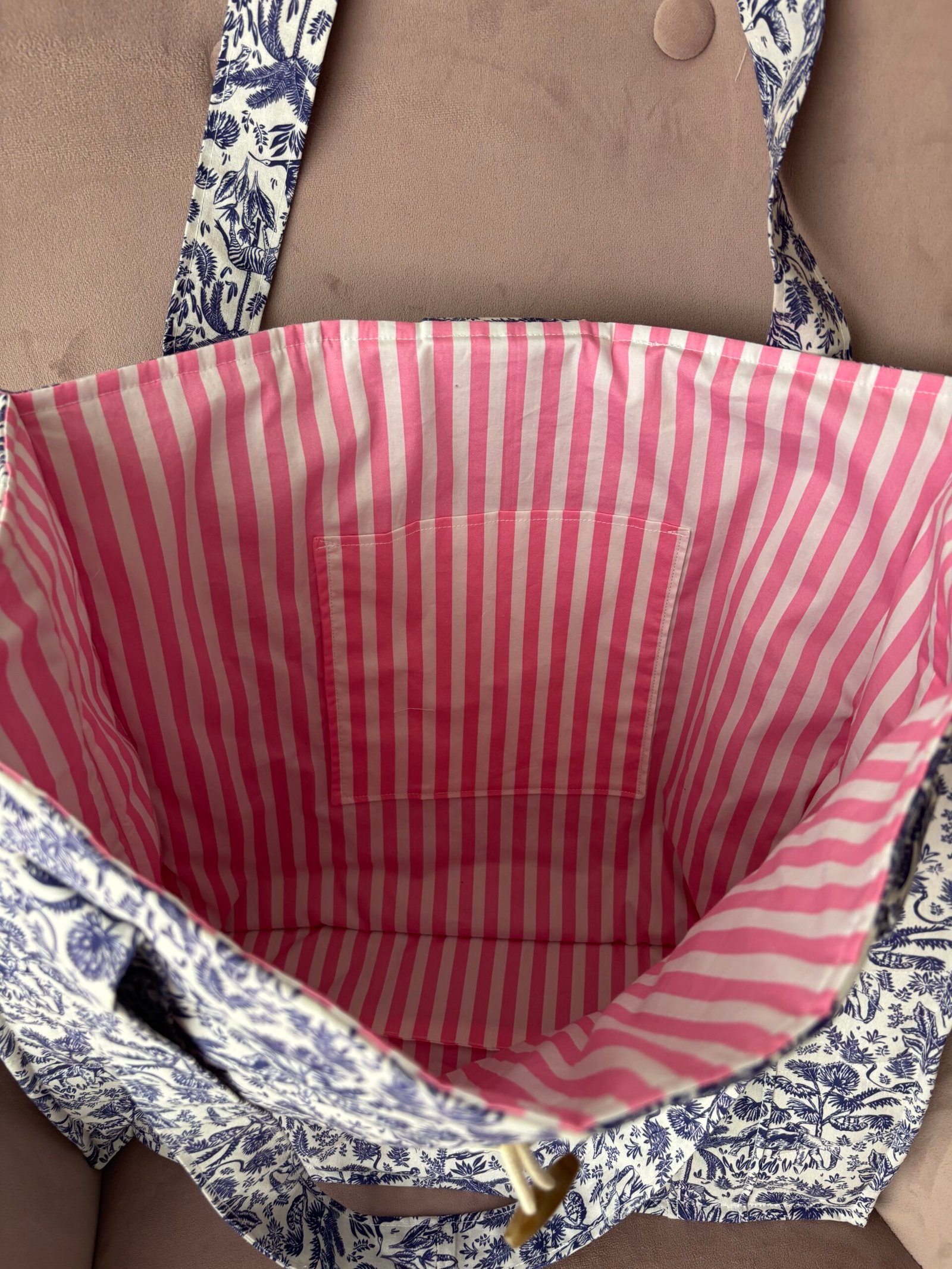 Sac cabas Toile de Jouy "exotique bleue" – Image 6