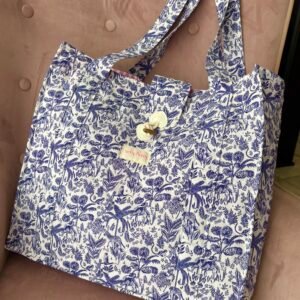 Sac cabas Toile de Jouy « exotique bleue »